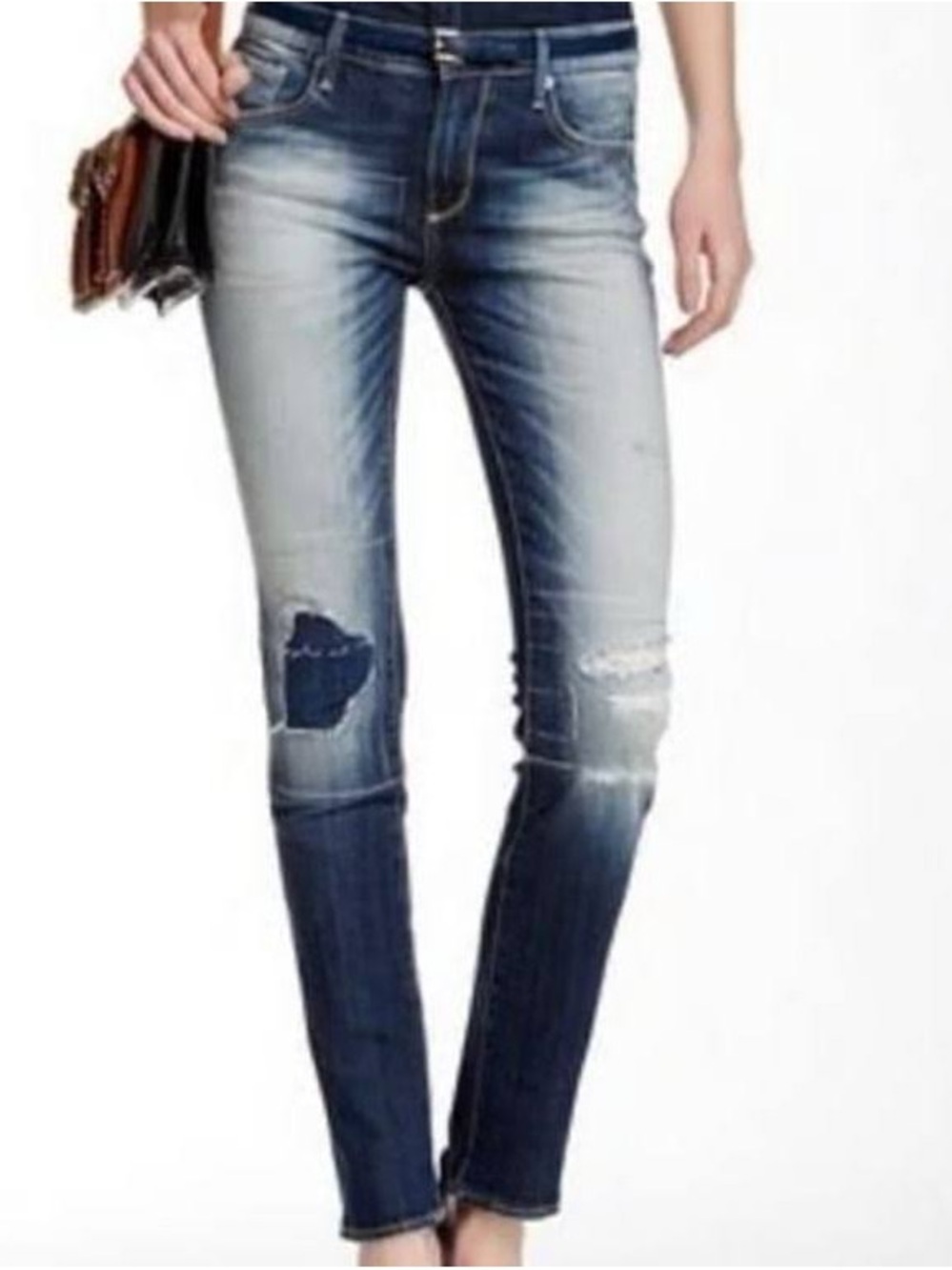 DRIFTWOOD Straight Leg Distressed JODY Jeans - Blue Wash